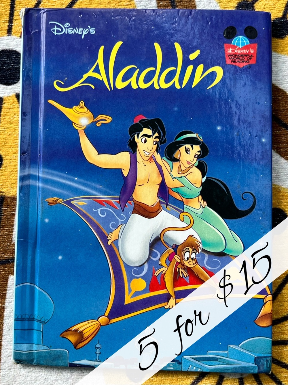 Vintage 1993 Disney Aladdin Hardcover Book Wonderful World of Reading